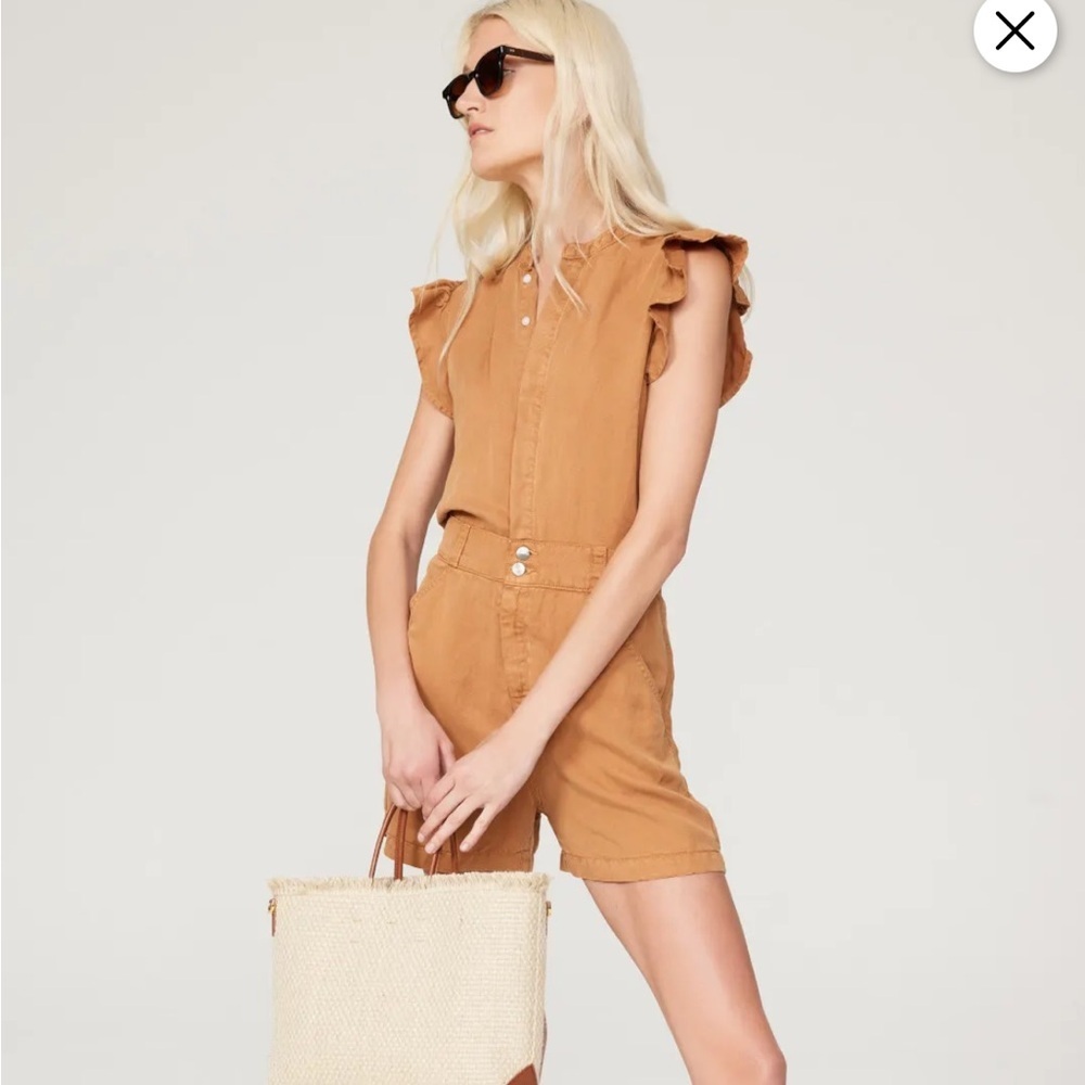 Joe's Jeans The Emilia Romper Tan Brown Women’s Size Small Flutter Sleeve